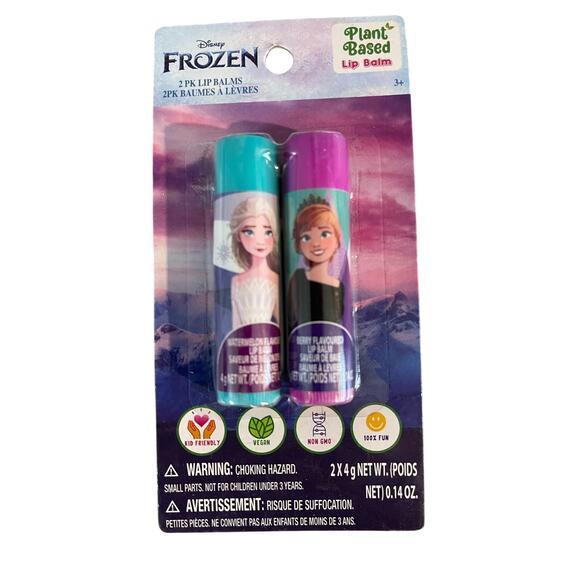 Disney Frozen Lip Balm 2-Pack Watermelon / Berry Flavored Plant-Based Townley - Picture 1 of 2